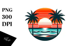Tropical Beach Sunset, 20 oz Tumbler PNG Product Image 1