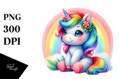 Cute Baby Unicorn from Vibrant Rainbow | Clipart Product Image 3