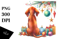 Bright Vizsla with Christmas Decor, High-Res PNG Product Image 1
