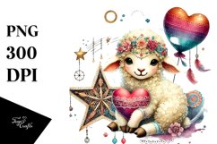 Colorful Pastel Lamb on Star PNG Product Image 1
