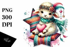Colorful Pastel Lamb on Star PNG Product Image 1