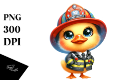 Goofy Baby Duck with Firefighter Hat PNG Product Image 1
