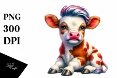 Cute Baby Cow with Cool Haircut, Modest Expression, High-Res Product Image 3
