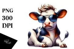 Cute Baby Cow with Cool Haircut, Modest Expression, High-Res Product Image 1