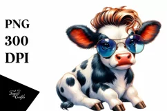 Cute Baby Cow with Cool Haircut, Modest Expression, High-Res Product Image 3