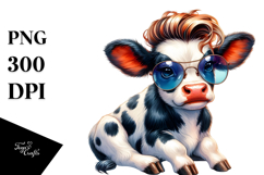 Cute Baby Cow with Cool Haircut, Modest Expression, High-Res Product Image 1