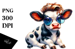 Cute Baby Cow with Cool Haircut, Modest Expression, High-Res Product Image 1