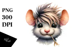 Funny Baby Mouse with Cool Looking Hair PNG Product Image 1