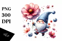Cute Gnome Cosmos Air Hippo | Sublimation | Clipart Product Image 1