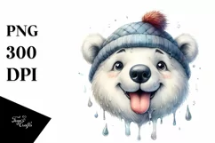 Detailed Whimsical Polar Bear Tongue Dripping | Sublimation Product Image 1