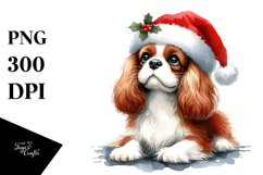 Cavalier King Charles Spaniel with Santa Hat Watercolor Product Image 3