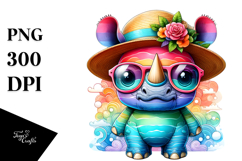 Cute Layered Rhino Sun | Sublimation Clipart Product Image 1