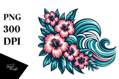 Retro Tropical Flower Clipart PNG Product Image 1