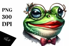 Funny Cute Frog Portrait Vintage | Sublimation Clipart Product Image 1