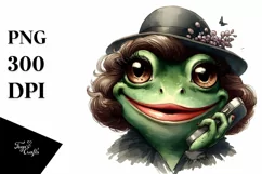 Funny Cute Frog Portrait Vintage | Sublimation Clipart Product Image 3