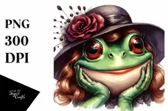 Funny Cute Frog Portrait Vintage | Sublimation Clipart Product Image 1