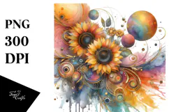 Colorful Sunflower PNG Product Image 1