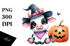 Cute Baby Halloween Cow PNG Product Image 1