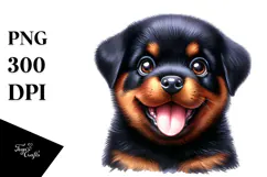 Watercolor Baby Rottweiler PNG Product Image 1