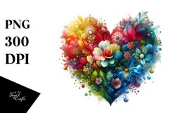 Colorful Heart with Floral PNG Product Image 1