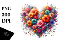 Colorful Heart with Floral PNG Product Image 1
