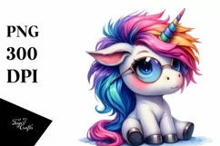 Baby Unicorn Sitting PNG Product Image 1