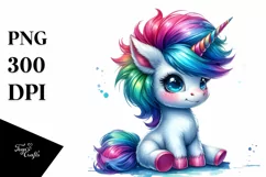 Baby Unicorn Sitting PNG Product Image 3