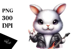 Energetic Baby Bunny with Rocker Look, PNG Product Image 1