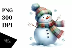 Snowman with Scarf, High-Quality PNG Product Image 1