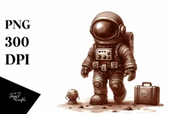 Brownish Vintage Astronaut | Sublimation Clipart Product Image 1