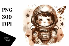 Brownish Vintage Astronaut | Sublimation Clipart Product Image 1