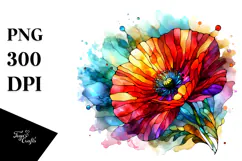 Stained Poppy, Watercolor Splash PNG Product Image 1