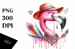 Floral Flamingo Sticker Clipart Product Image 3