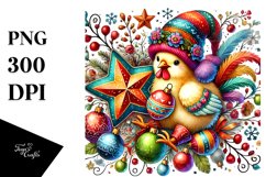 Colorful Chicken on Star PNG Product Image 1