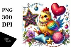 Colorful Chicken on Star PNG Product Image 1