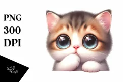 Watercolor Cute Baby Cat PNG Product Image 1