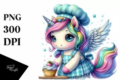 colorful Baby Unicorn in Baker's Apron Product Image 3
