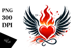 Simple Paintbrush Heart with Wings, PNG Product Image 1