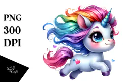 Cute Baby Unicorn Running PNG Product Image 1