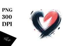 Simple Paintbrush-style Heart PNG Product Image 1