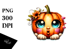 Cute Pumpkin Head, Animated Watercolor PNG Product Image 1