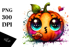 Pumpkin Head Blowing a Kiss PNG Product Image 1