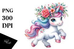 Vibrant Running Baby Unicorn PNG Product Image 1