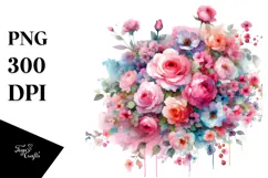 Colorful Pink Roses PNG Product Image 1