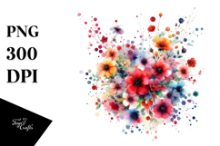 Colorful Abstract Watercolor with Small Red Flowers Product Image 1