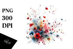 Colorful Abstract Watercolor with Small Red Flowers Product Image 1