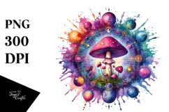 Vibrant Celestial Mushroom Tarot PNG Product Image 1