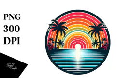 Vintage Tropical Rainbow Sunset, 20 oz Tumbler Product Image 1