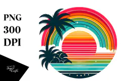 Retro Tropical Rainbow Sunset, 20 oz Tumbler Product Image 1