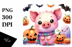 Cute Baby Pig in Vibrant Watercolor Product Image 3